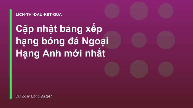 Cập nhật bảng xếp hạng bóng đá Ngoại Hạng Anh mới nhất